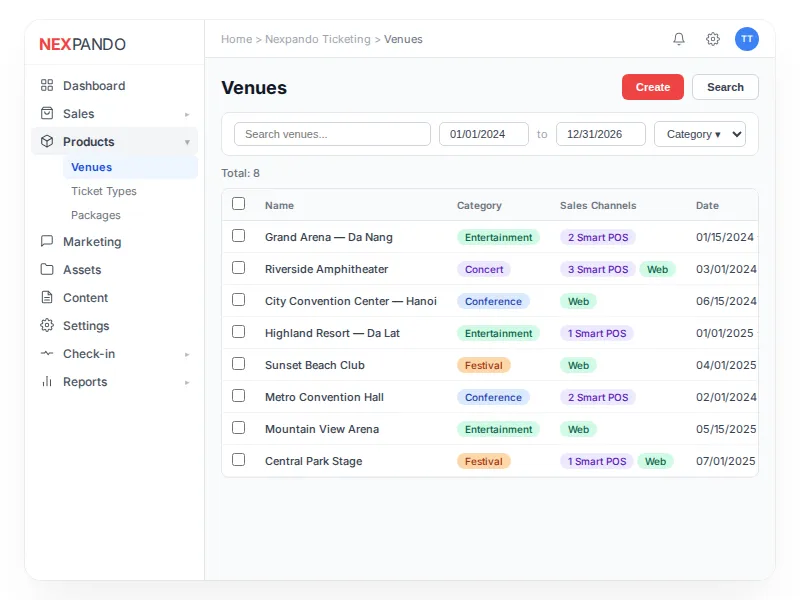 Event Management Interface